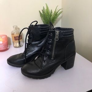 Black Heeled Combat Boots